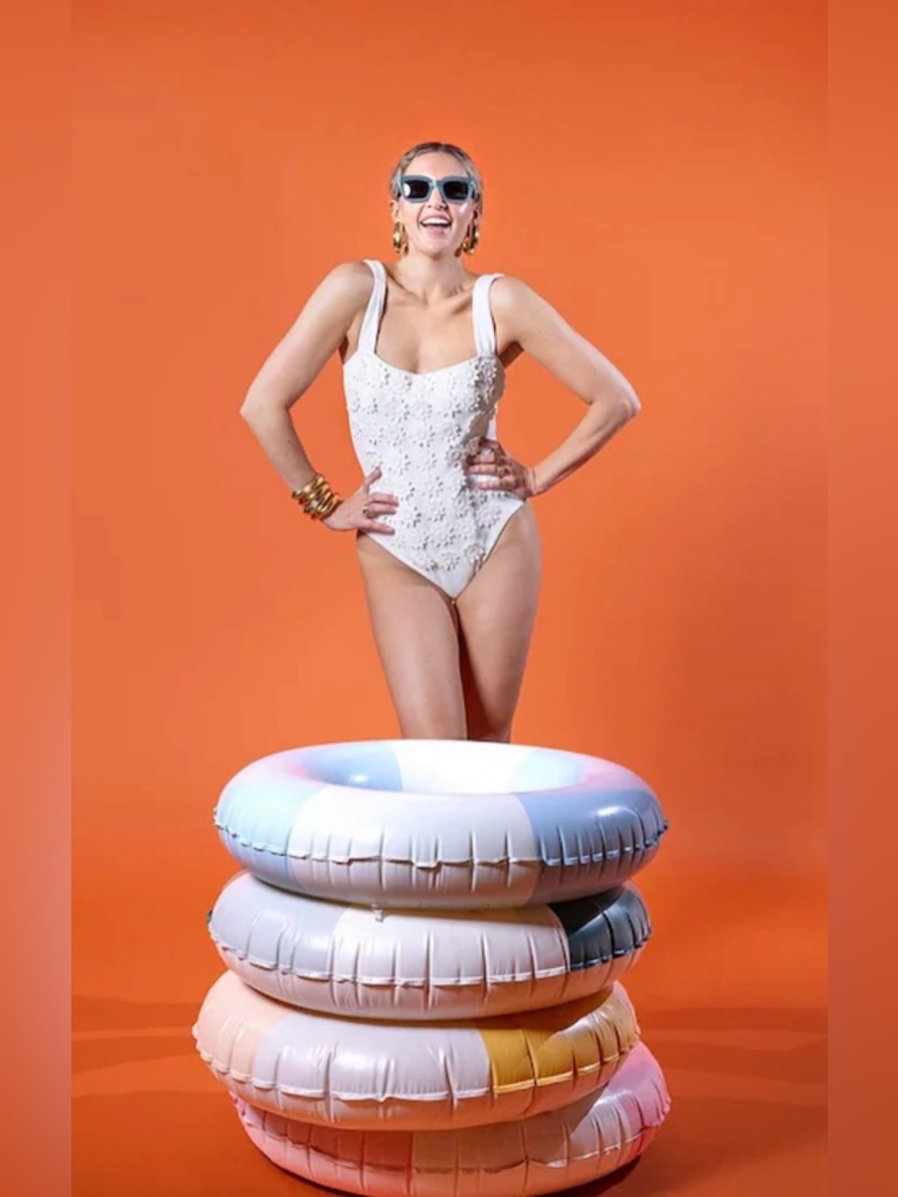 New Antonio Melani x Amanda Jones Vaughan Floral Square Neck One Piece Swimsuit